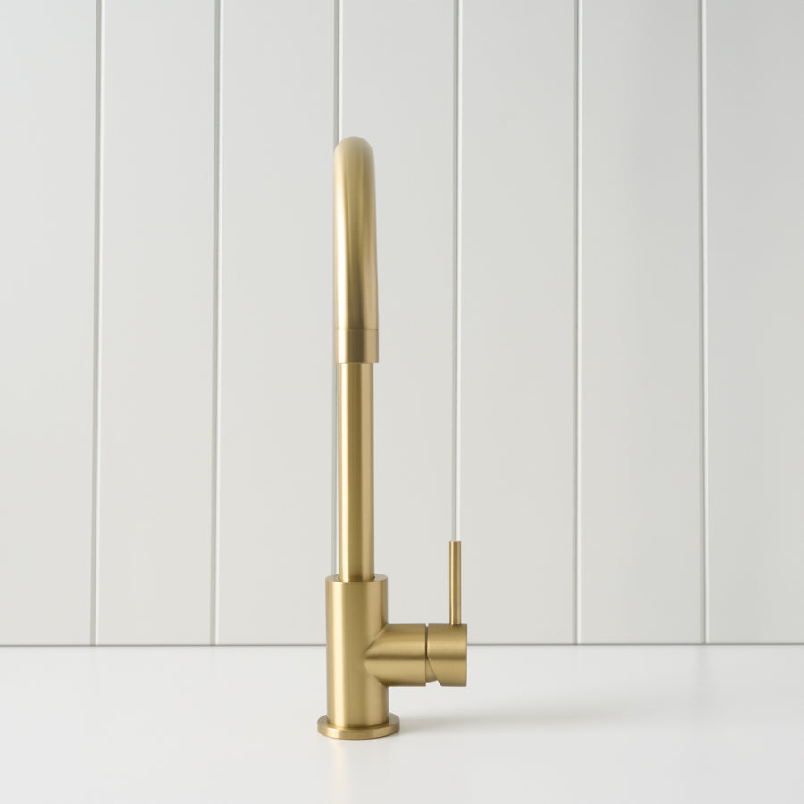 Sydney Round Kitchen Mixer Brushed Brass