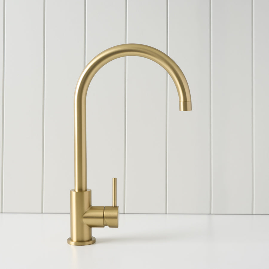 Sydney Round Kitchen Mixer Brushed Brass