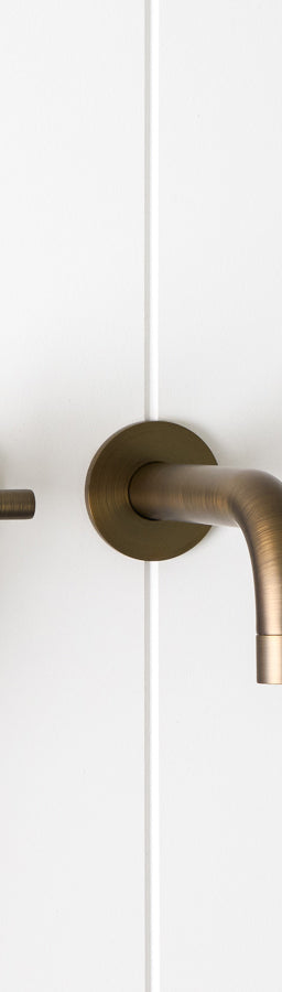 Sydney Wall Spout + Cross Taps Antique Brass