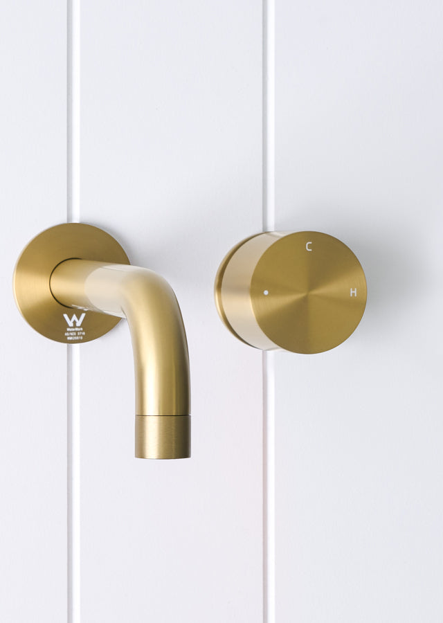 Sydney Wall Spout + Progressive Mixer Brushed Brass