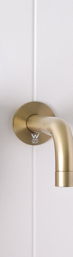 Sydney Wall Spout + Round Taps Warm Brushed Nickel