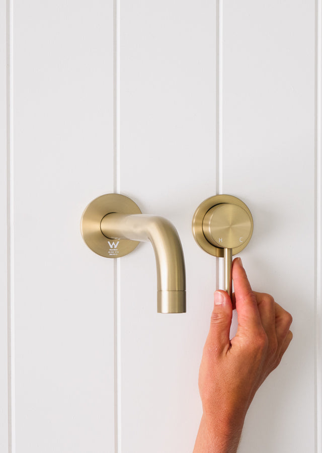 Sydney Wall Spout + Wall Mixer Warm Brushed Nickel