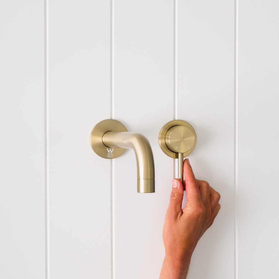 Sydney Wall Spout + Wall Mixer Warm Brushed Nickel