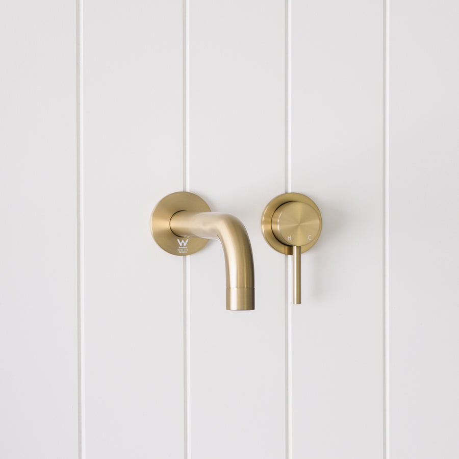 Sydney Wall Spout + Wall Mixer Warm Brushed Nickel