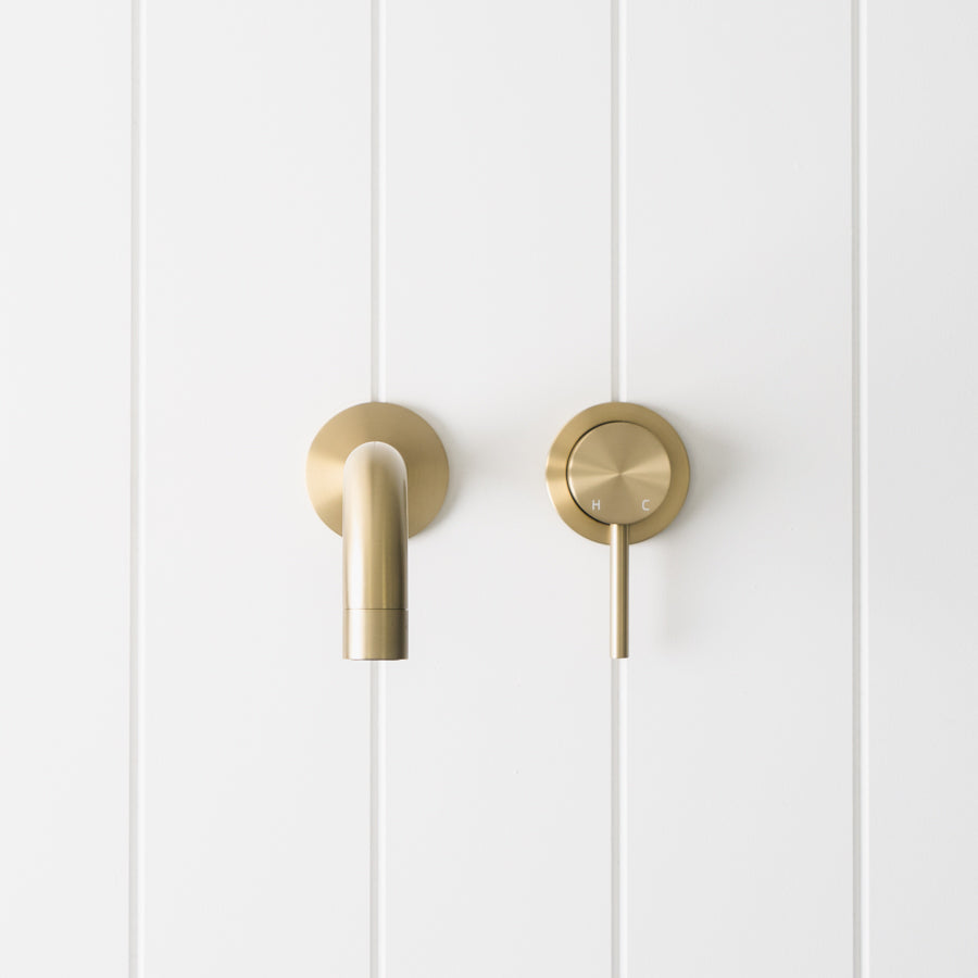 Sydney Wall Spout + Wall Mixer Warm Brushed Nickel