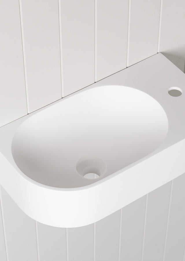 Wall Hung White Basin with Tap Hole