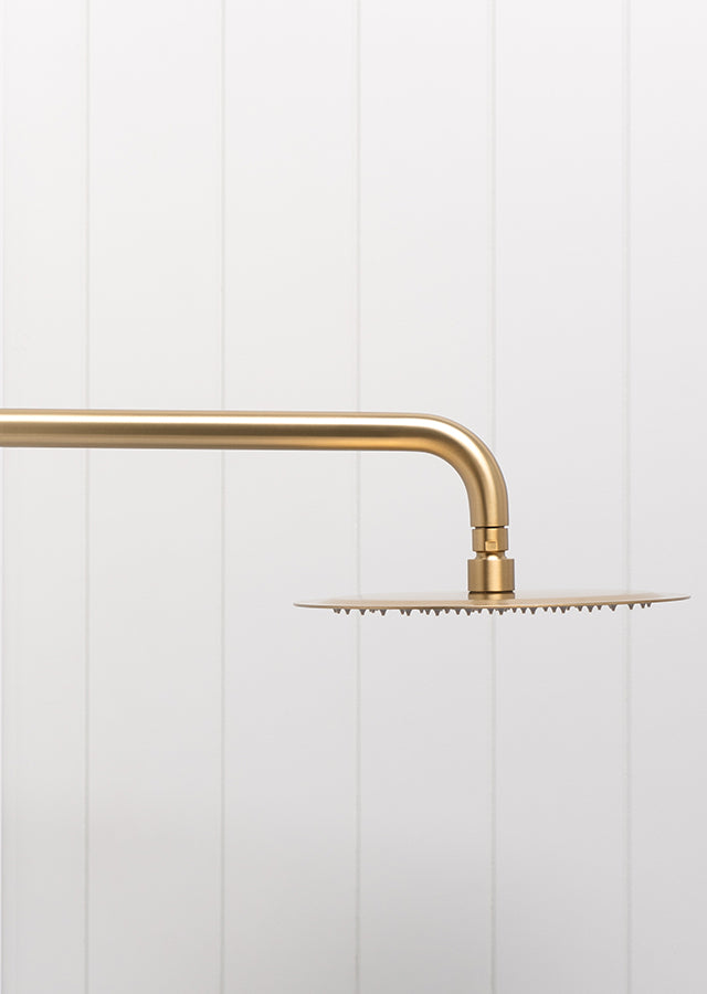 Wall Shower Arm and Head Brushed Brass 250mm