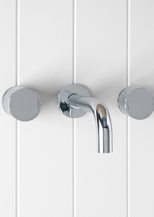 Wall Spout + Round Wall Taps Chrome