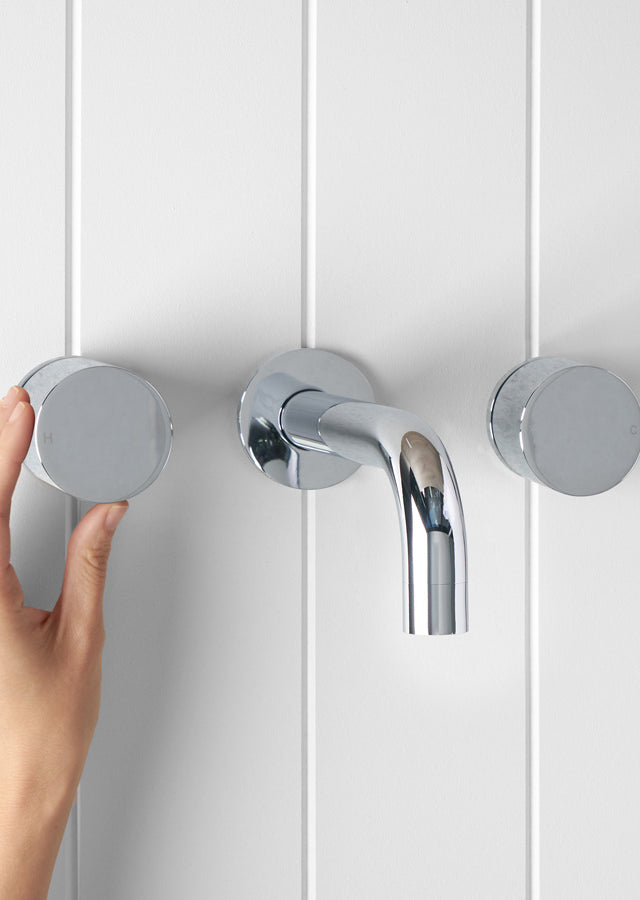 Wall Spout + Round Wall Taps Chrome