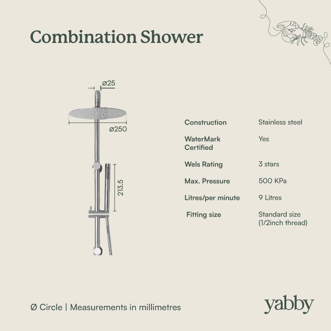 Combination Shower Brushed Brass