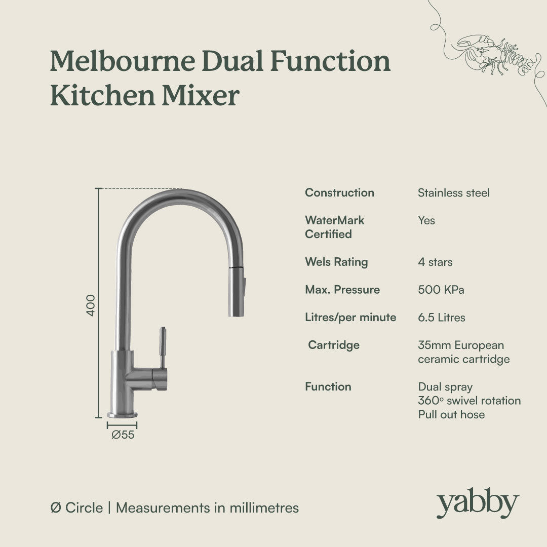 Melbourne Dual Function Kitchen Mixer Warm Brushed Nickel