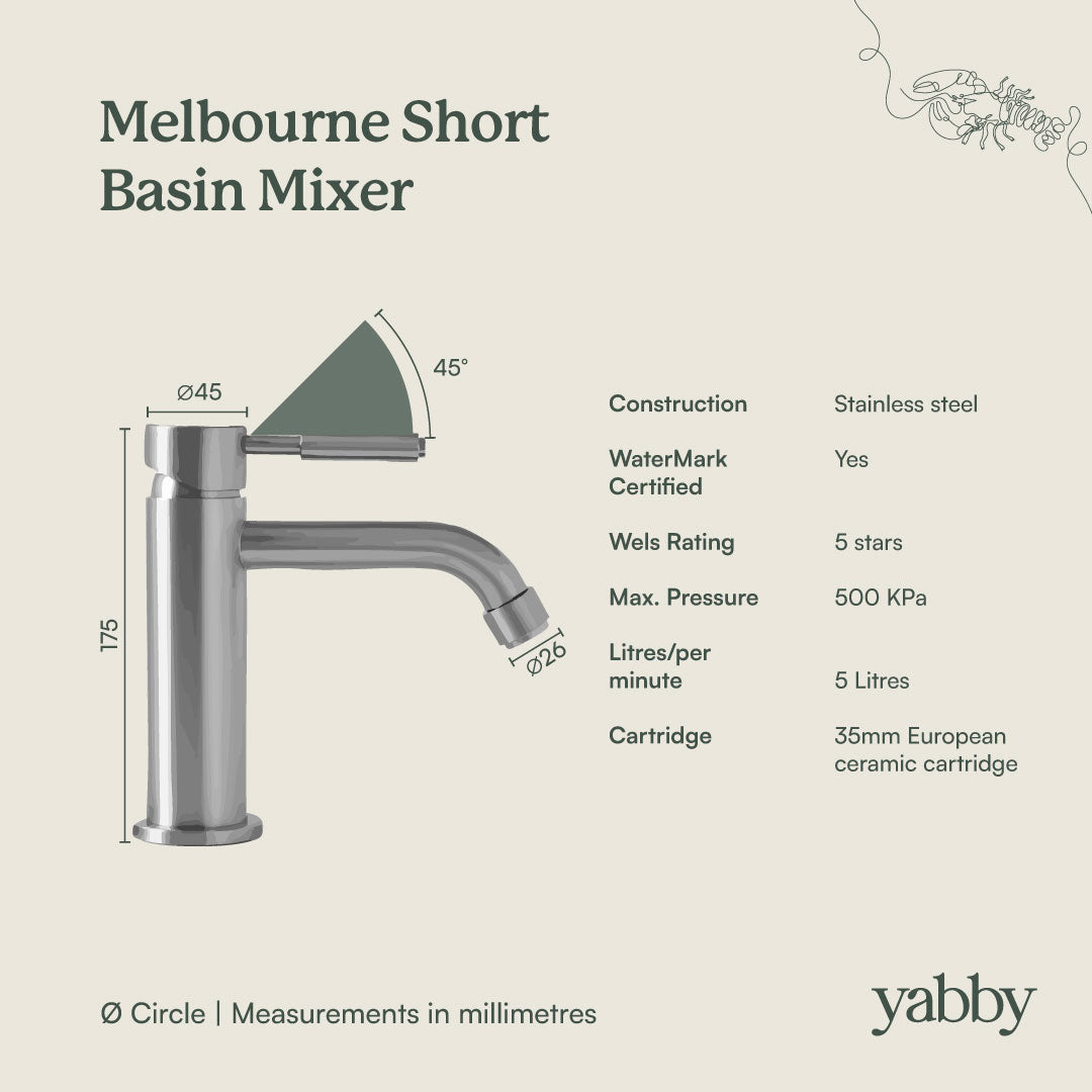 Melbourne Short Basin Mixer Antique Brass