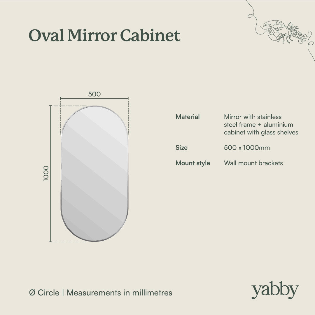 Oval Mirror Cabinet Antique Brass