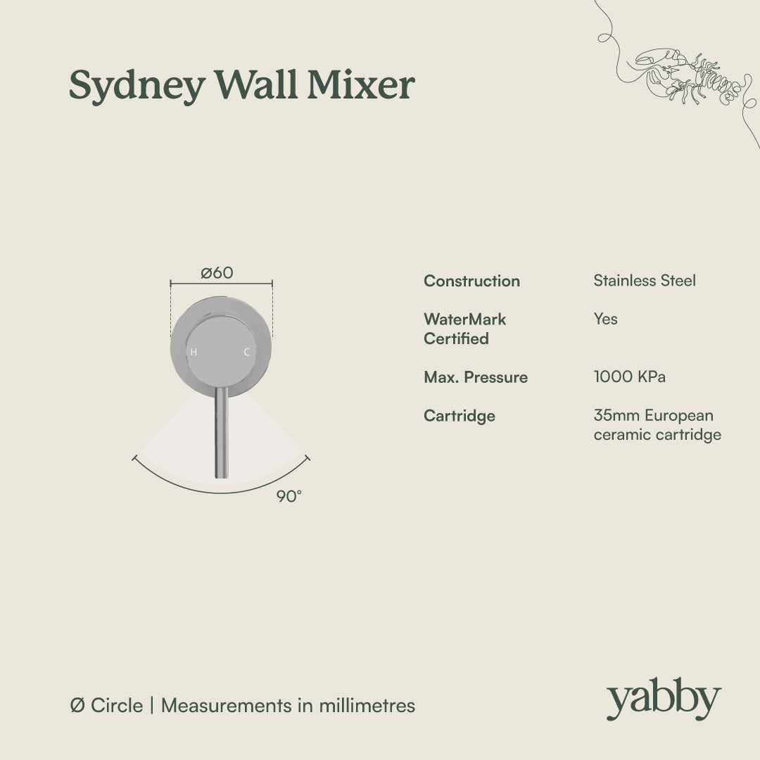 Sydney Wall Spout + Wall Mixer Warm Brushed Nickel