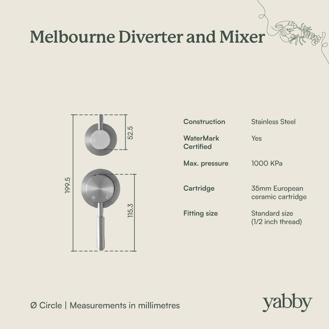 Melbourne Diverter Mixer Brushed Brass