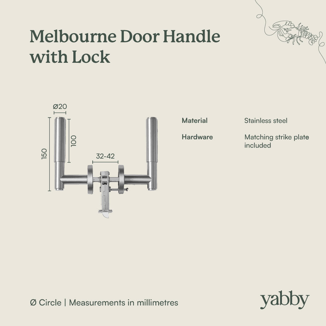 Melbourne Door Handle with Lock Antique Brass