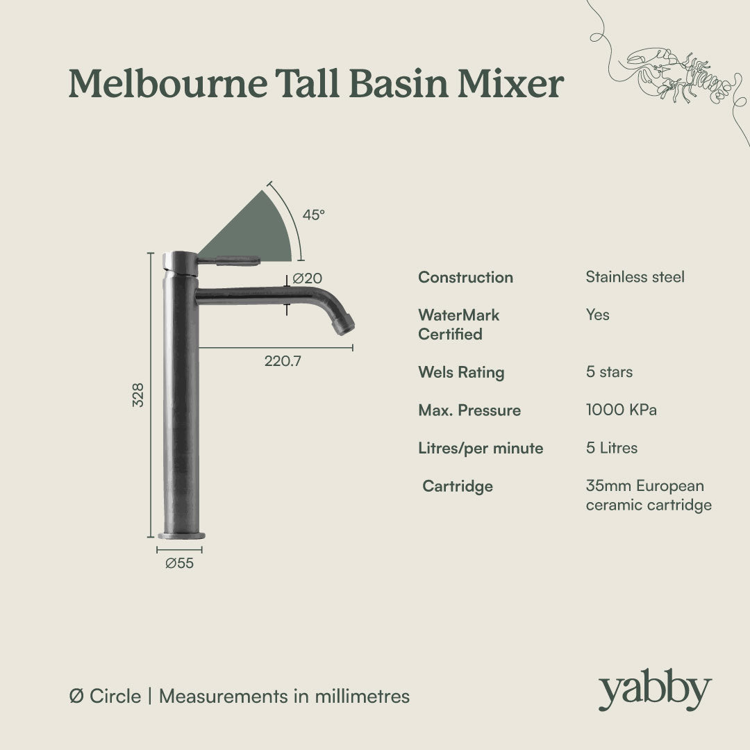 Melbourne Tall Basin Mixer Warm Brushed Nickel