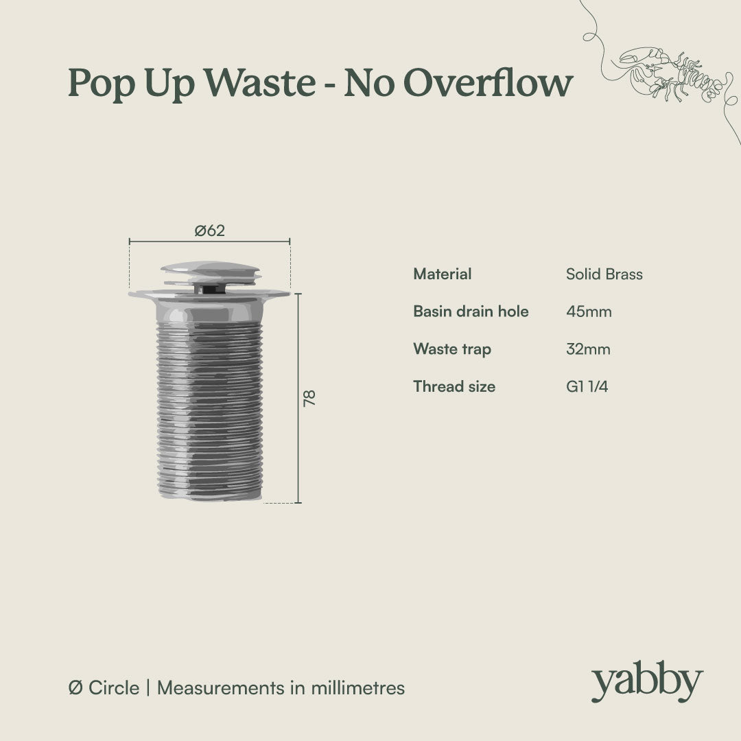 Pop Up Waste Antique Brass - No Overflow