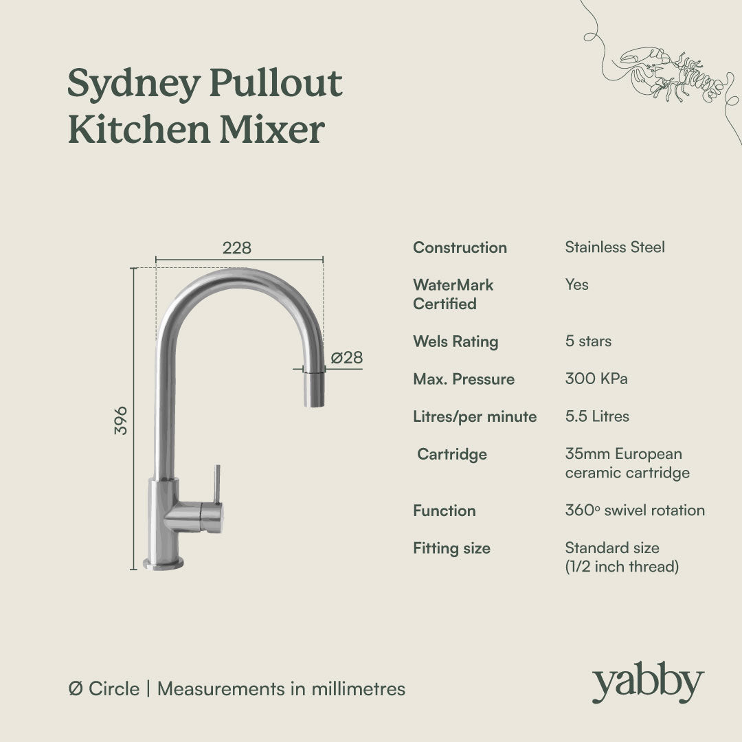 Sydney Pullout Kitchen Mixer Antique Brass