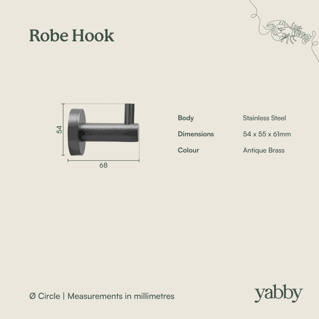 Robe Hook Antique Brass