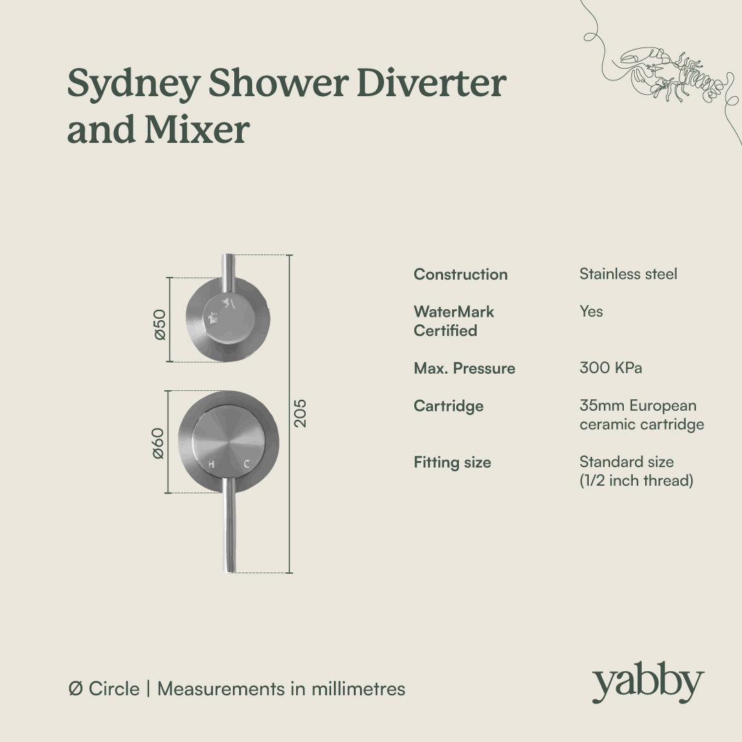 Sydney Shower Diverter and Mixer Antique Brass