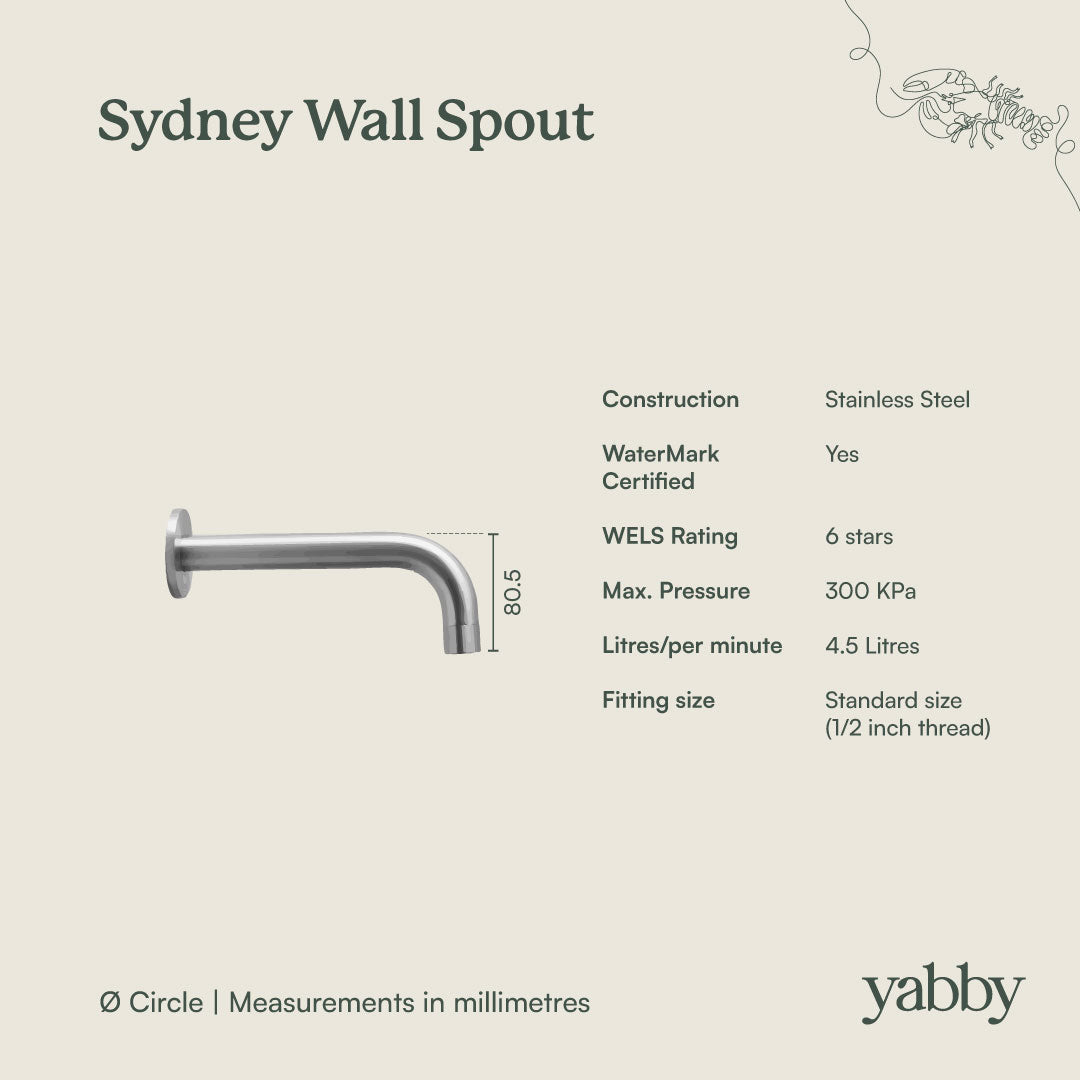 Sydney Wall Spout Brushed Brass