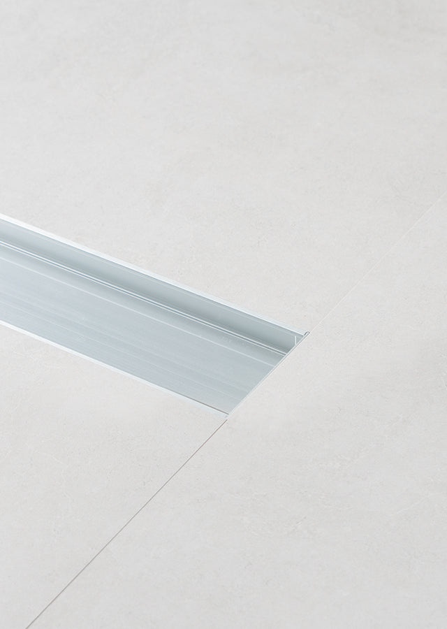 Aluminium Floor Drain 1M Brushed Silver
