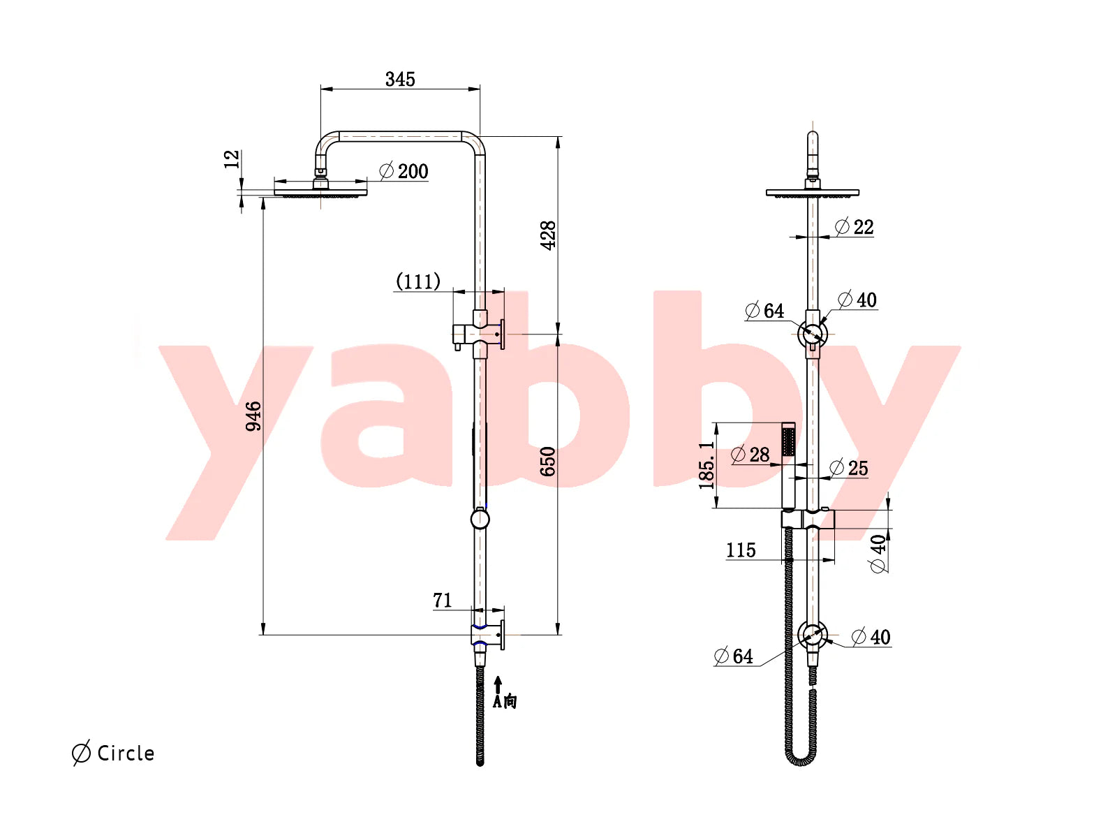 Combination Shower Gunmetal