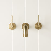 Melbourne Wall Spout + Double Handle Taps Warm Brushed Nickel