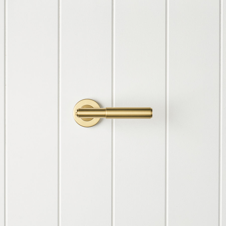 Melbourne Door Handle with Lock Brushed Brass