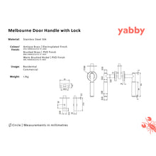 Melbourne Door Handle with Lock Warm Brushed Nickel
