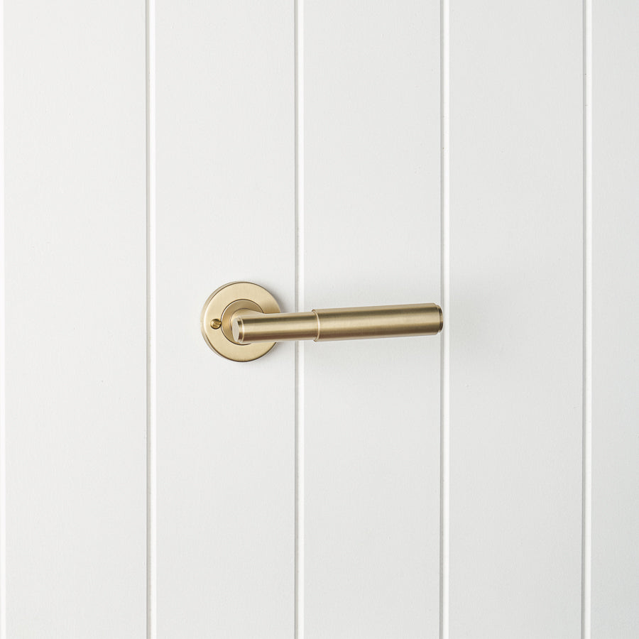 Melbourne Door Handle with Lock Warm Brushed Nickel