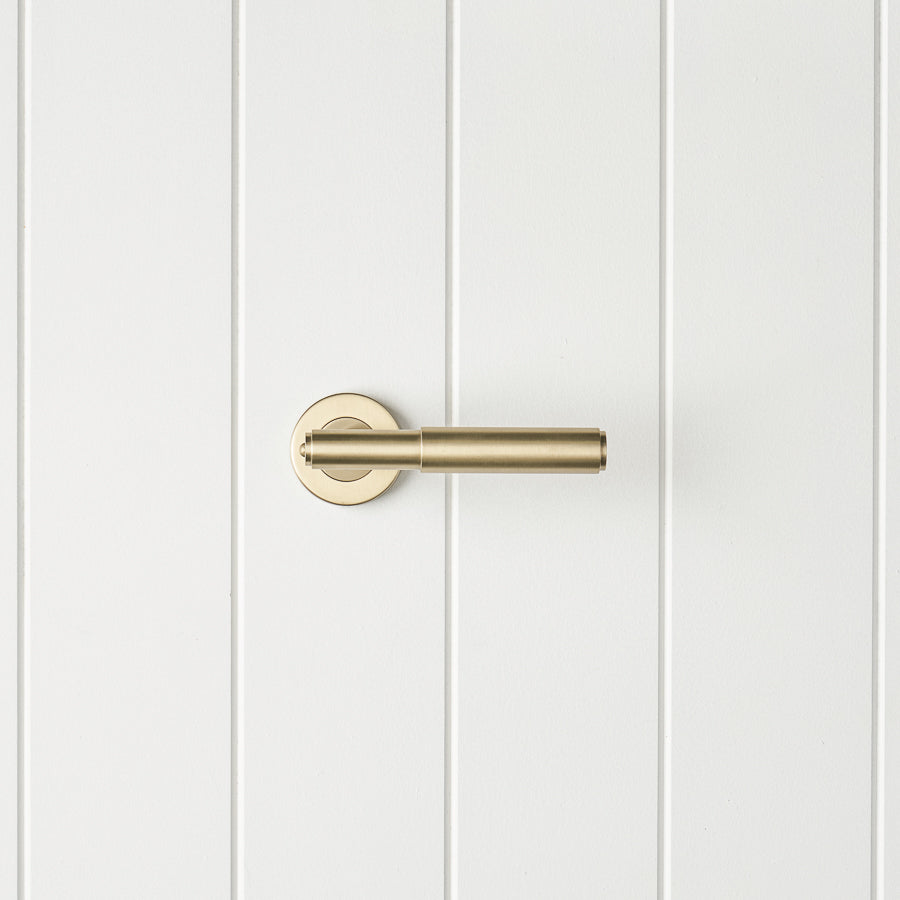 Melbourne Door Handle with Lock Warm Brushed Nickel