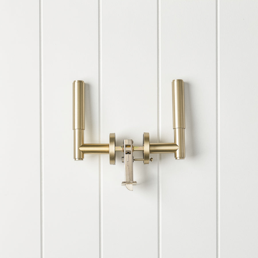 Melbourne Door Handle with Lock Warm Brushed Nickel