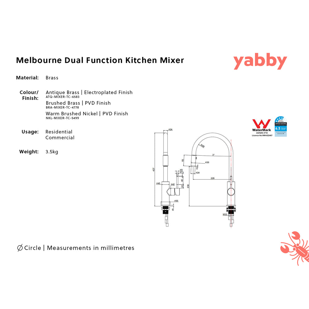 Melbourne Dual Function Kitchen Mixer Warm Brushed Nickel