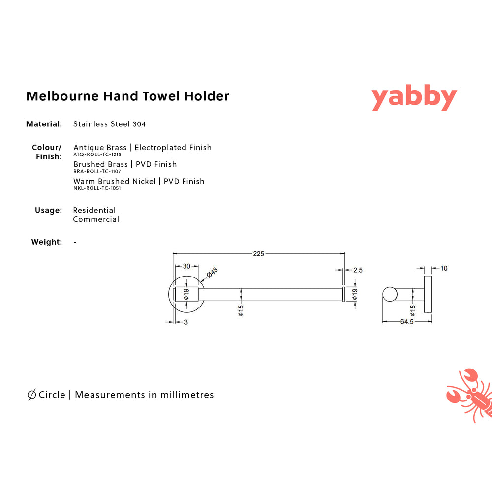 Melbourne Hand Towel Holder Brushed Brass