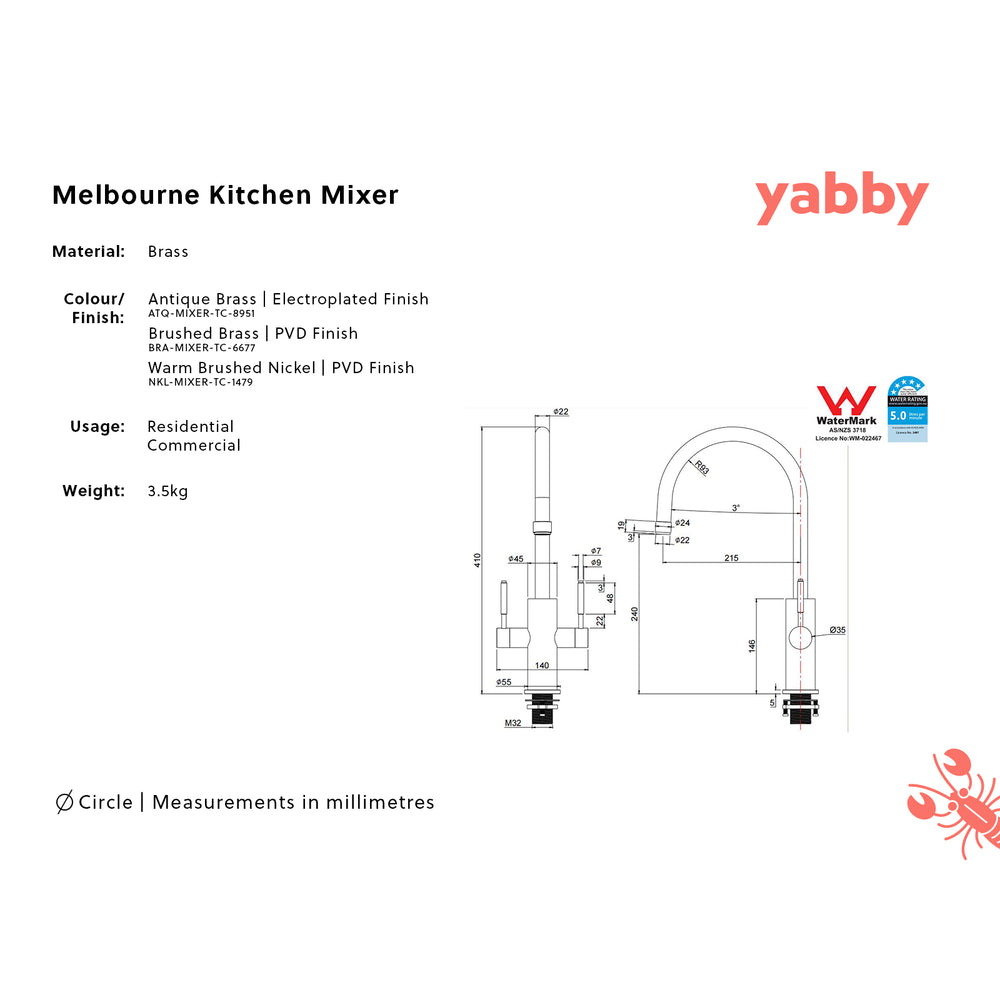 Melbourne Kitchen Mixer Antique Brass