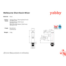 Melbourne Short Basin Mixer Brushed Brass