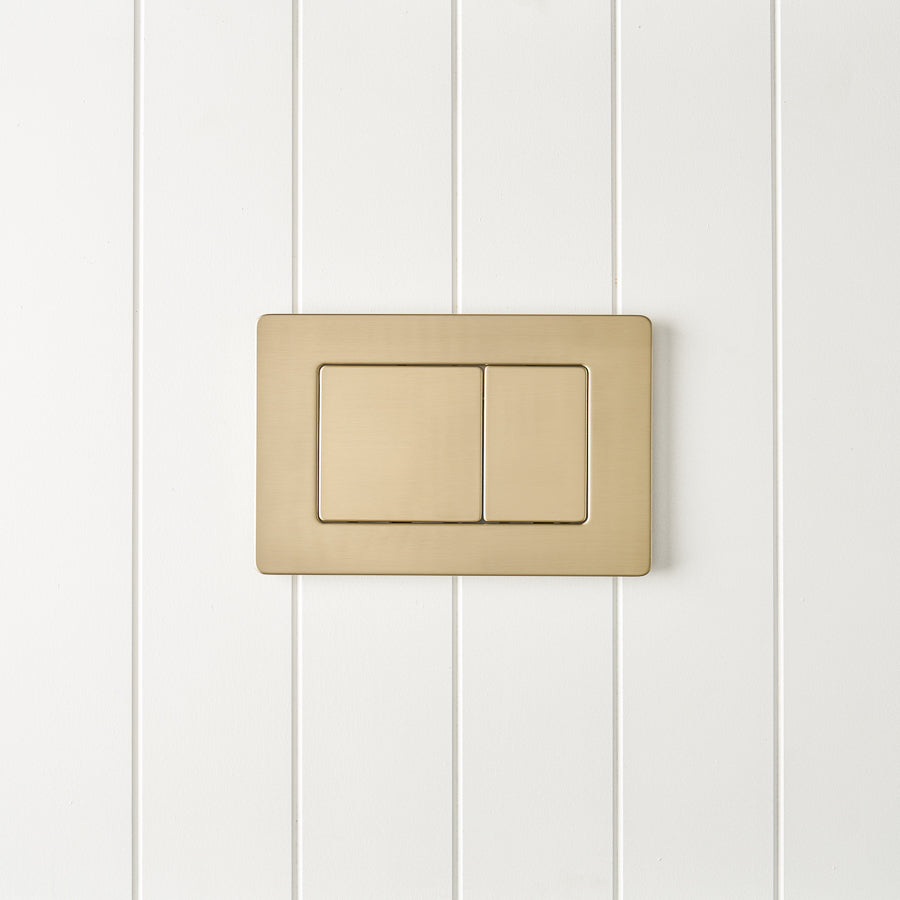 Curved In-Wall Toilet With Rectangle Warm Brushed Nickel Buttons
