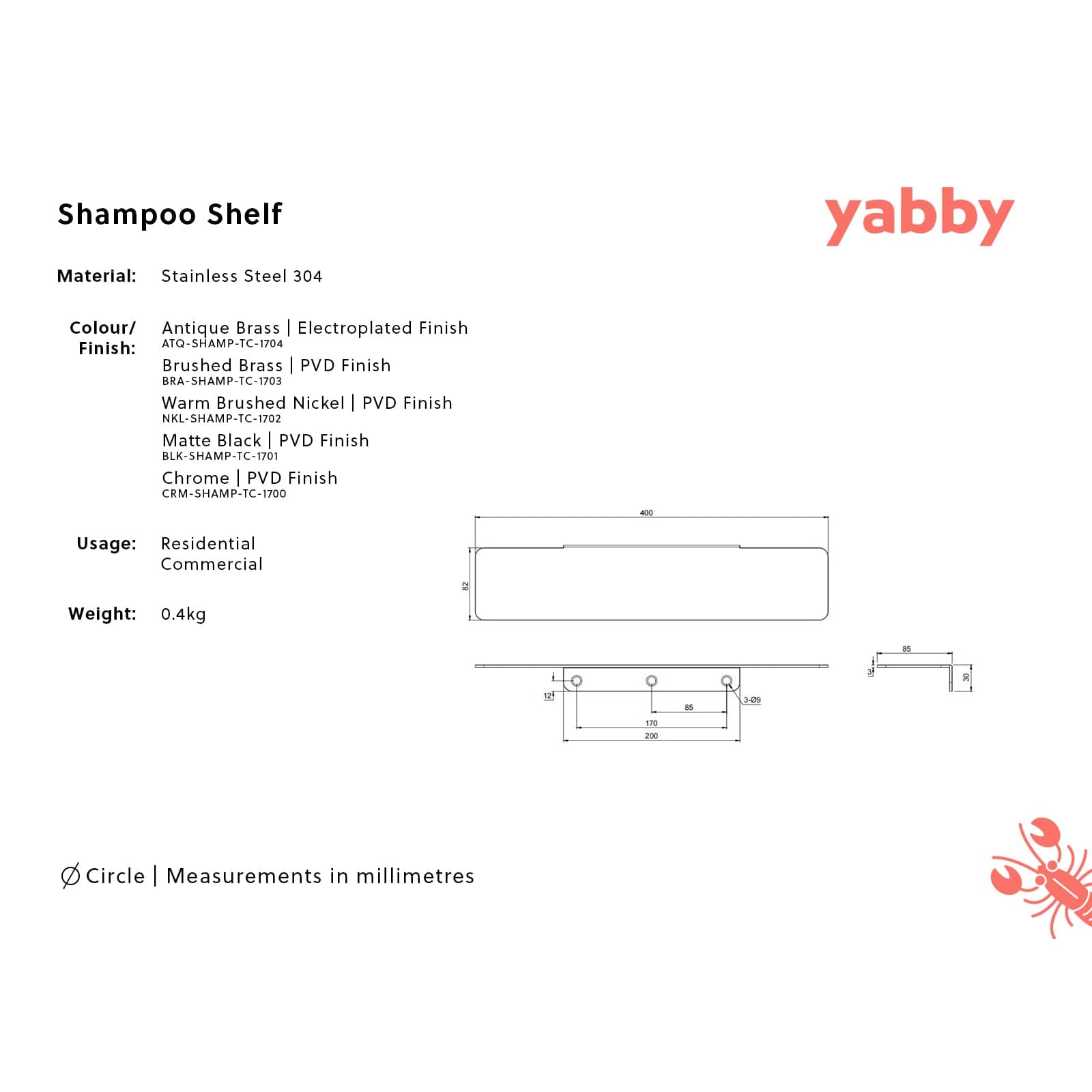 Shampoo Shelf Matte Black