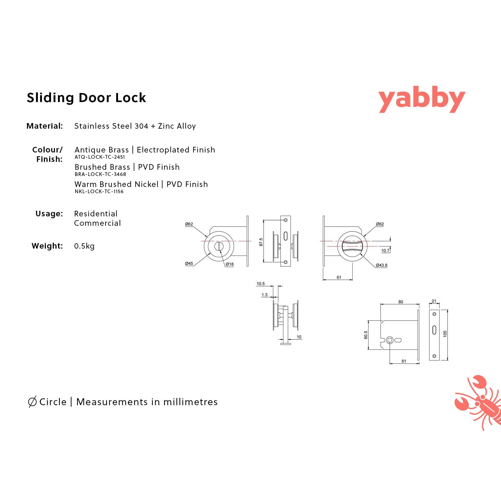 Sliding Door Lock Warm Brushed Nickel