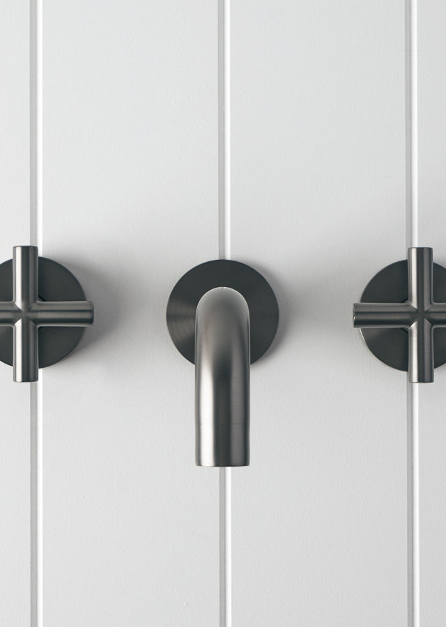 Wall Spout + Cross taps Gunmetal
