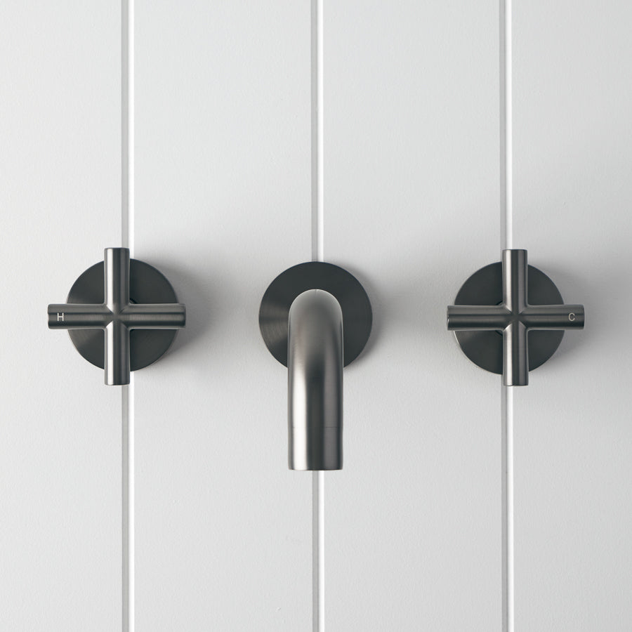 Wall Spout + Cross taps Gunmetal