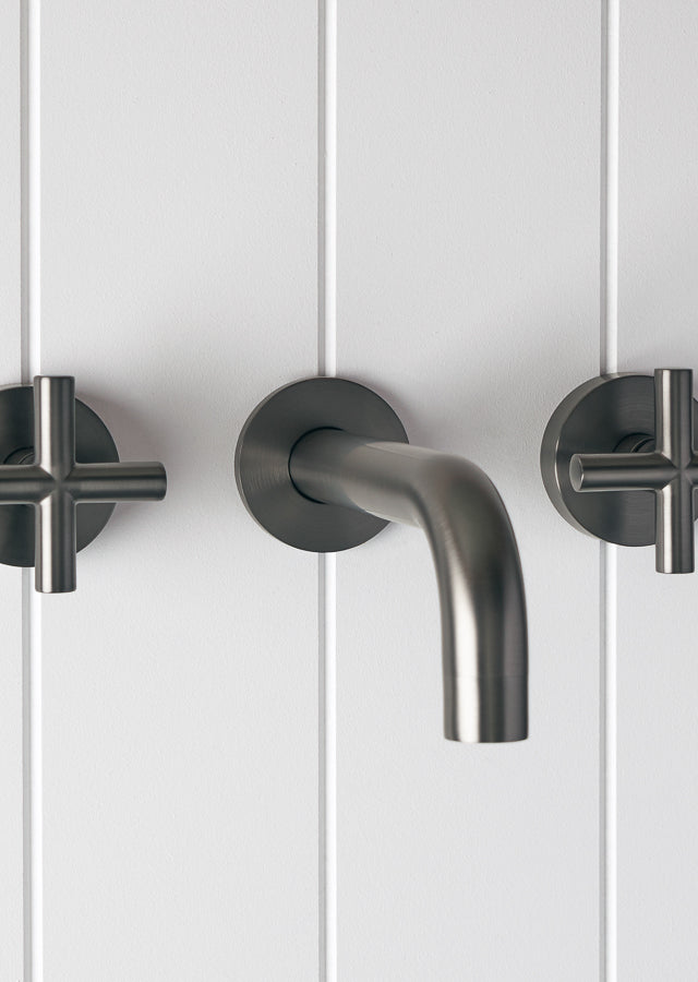 Wall Spout + Cross taps Gunmetal