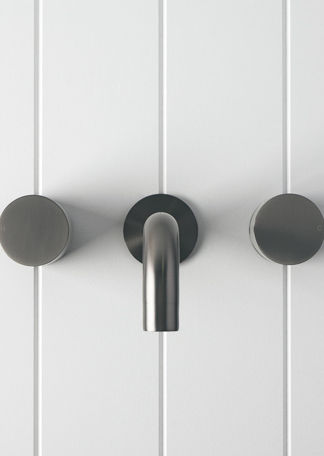 Wall Spout + Round Wall Taps Gunmetal
