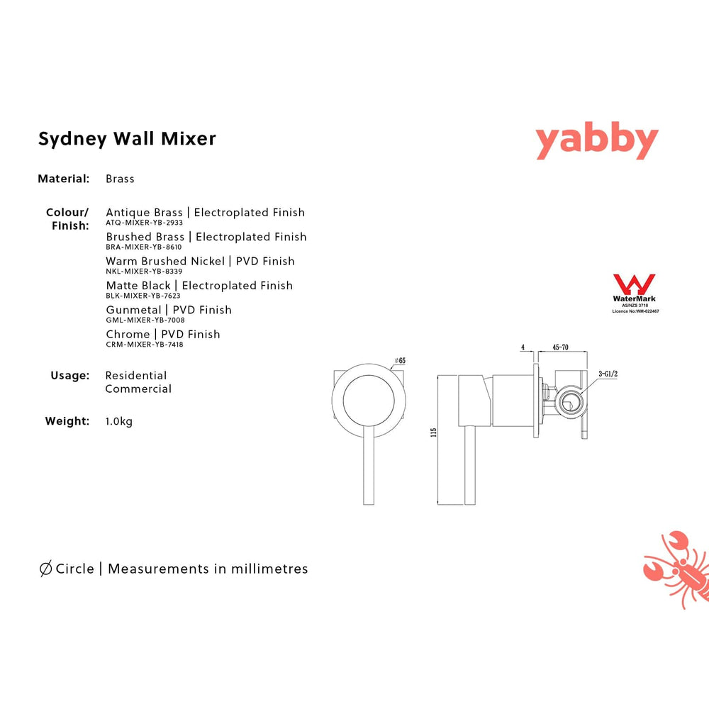 Sydney Wall Mixer Warm Brushed Nickel