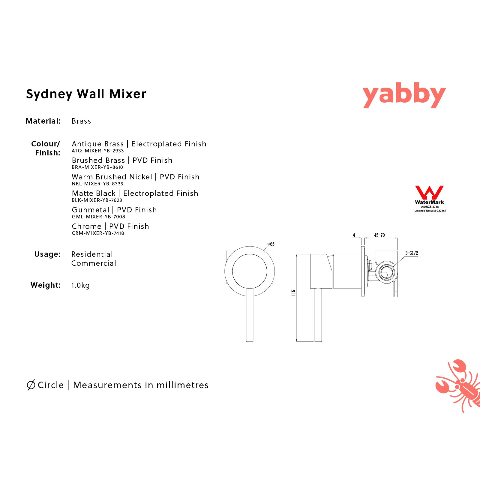 Sydney Wall Mixer Chrome