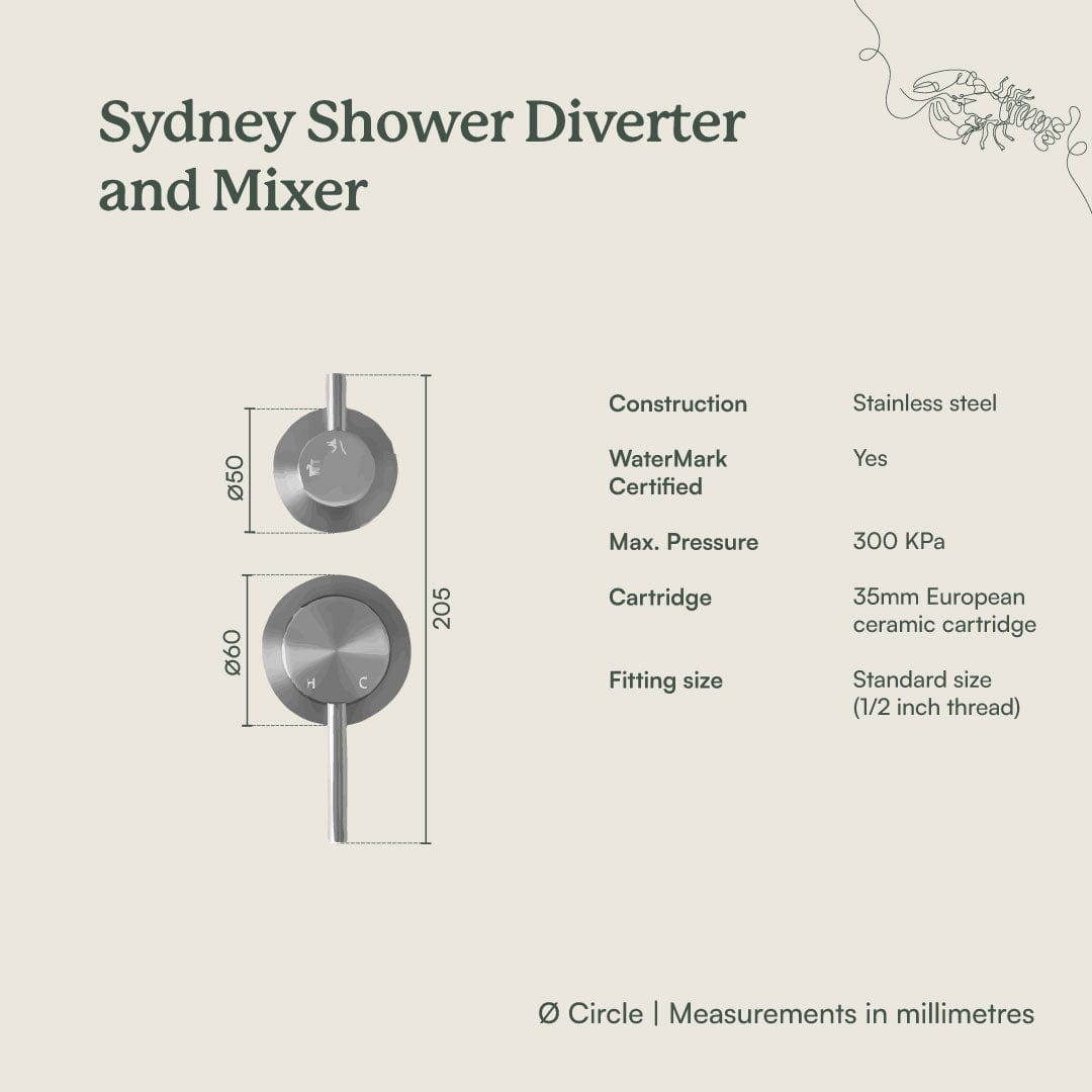 Sydney Shower Diverter and Mixer Antique Brass