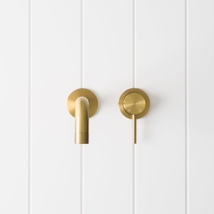 Sydney Wall Spout + Wall Mixer Brushed Brass