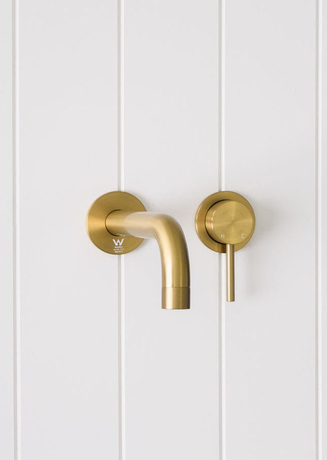 Sydney Wall Spout + Wall Mixer Brushed Brass